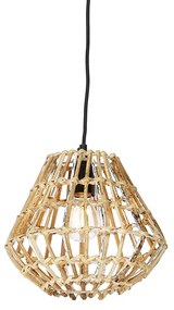 Lâmpada de suspensão rural de bambu com branco - Canna Diamond Rústico