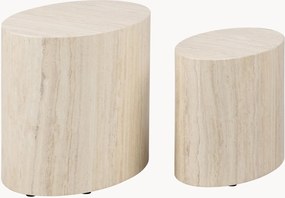 Mesas de centro com aspeto de travertino Mice, conjunto de 2