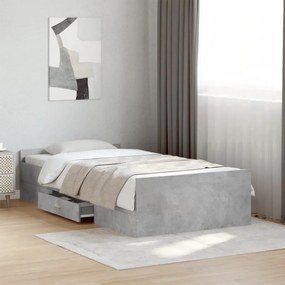 vidaXL Estrutura de cama c/ gavetas derivados de madeira cinza-cimento