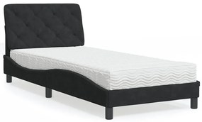 vidaXL Cama com colchão 90x190 cm veludo preto