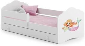 Cama infantil sereia branca FALA 160x80 com gaveta - colchão e estrado incluído