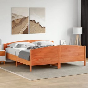 Cama sem colchão 180x200 cm pinho maciço castanho-mel