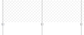 Cerca de Cadeia com 22 Postes U Prata 0.6x25 m Aço