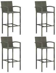 5 pcs conjunto de bar exterior c/ apoio de braços vime PE cinza