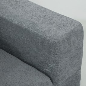 Sofá Modular de Canto em Tecido Efeito Veludo e Espuma com Almofadas 294x165x70 cm Cinza Escuro