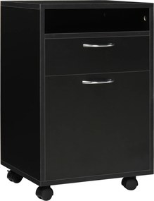 HOMCOM Carrinho com Rodízios, Contêiner de Gavetas, 1 Compartimento, 1 Prateleira, 1 Gaveta, 40 cm x 3 cm x 60 cm, Preto | Aosom Portugal