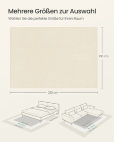 Tapete para sala de estar antiderrapante 160 x 230 cm bege cappuccino