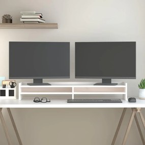 vidaXL Suporte para monitor 100x24x16 cm madeira pinho maciça branco
