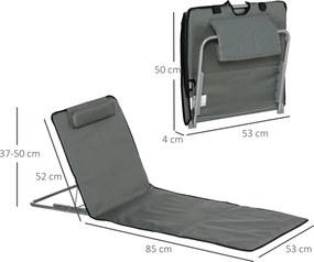 Conjunto de 2 Esteiras de Praia Dobráveis 124x53x50cm com Encosto Ajustável e Apoio para a Cabeça Esteira de Praia Tecido Oxford Aço com Bolsa de Tran