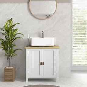 kleankin Móvel para Lavatório Pousar Móvel para Lavatório em Pé com 2 Portas e Prateleira Ajustável sem Lavatório 60x30x60 cm Branco