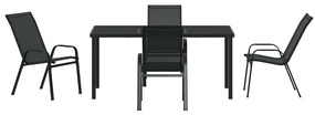 Conjunto de Jantar para Jardim 5 Peças Preto Textileno e Aço