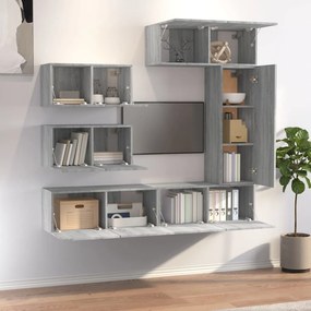 Conjunto móveis de TV 6 pcs madeira processada sonoma cinza