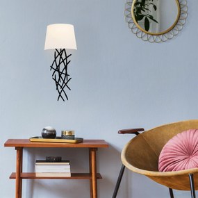Candeeiro de Parede Asaf – Branco/Preto – 15 x 28 cm