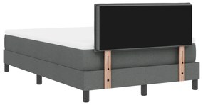 Cama Box Spring com Colchão e LED Cinza Escuro 120x200 cm Tecido