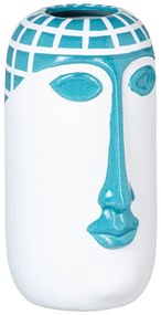 Vaso 14,5 X 13 X 24,5 cm Cerâmica Azul Branco