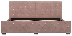 Estrutura de cama 180x200 cm veludo rosa