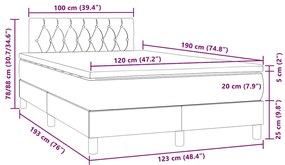 Cama box spring c/ colchão e LED 120x190 cm couro artif. preto