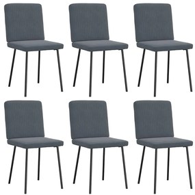 Cadeiras de jantar 6 pcs veludo cinzento-escuro