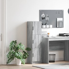 vidaXL Highboard Sonoma cinzento 31,5 x 32 x 124 cm Madeira processada