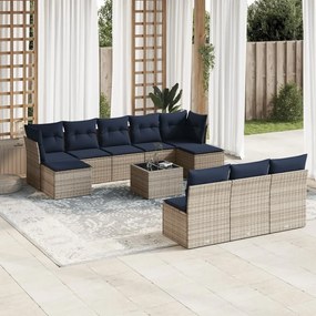 vidaXL 11 pcs conjunto sofás de jardim c/ almofadões vime PE cinzento
