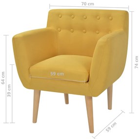 Poltrona em tecido amarelo