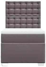 Cama com molas/colchão 80x200 cm couro artificial cinza