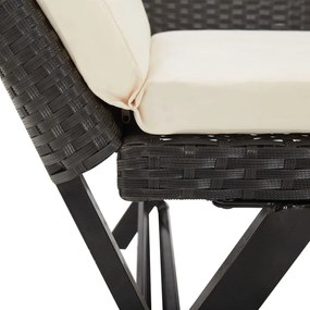 Banco de jardim com almofadões 176 cm vime PE preto