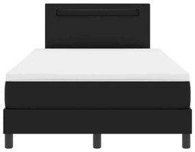 Cama Box com Colchão Preta, 120x200 cm, em Couro Sintético