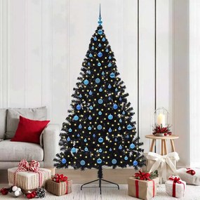 vidaXL Árvore de Natal Artificial Pré-iluminada Preto 210 cm PVC