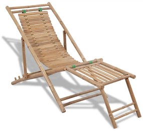 41492 vidaXL Espreguiçadeira de exterior com apoios de pé bambu