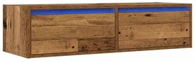 Móvel de TV com luzes LED 100X35,5x25 cm madeira velha