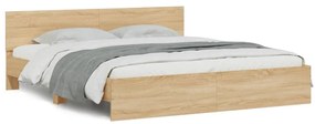 Estrutura cama c/ cabeceira/luzes LED 180x200cm carvalho sonoma