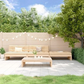 4 pcs conjunto lounge jardim com almofadões madeira maciça