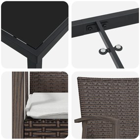 Conjunto de Jantar de Jardim em 5 Peças com Almofadas em Rattan Sintét