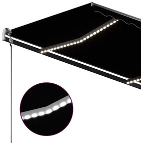 Toldo retrátil manual com LED 300x250 cm antracite