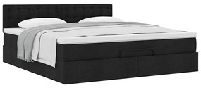 Estrutura de cama otomana com colchão 160x200 cm tecido preto