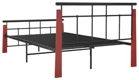 Estrutura de cama 120x200 cm metal/madeira de carvalho maciça