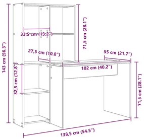 Mesa Branco 138.5 x 55 x 143 cm Madeira processada