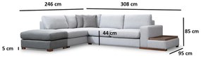 Sofá de Canto Loop – Cinzento Claro – 246 cm x 308 cm