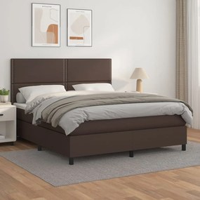 vidaXL Cama com molas/colchão 160x200 cm couro artificial castanho