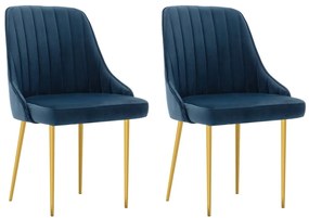 vidaXL Cadeiras de jantar 2 pcs veludo azul
