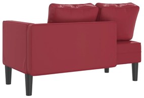 Chaise longue com almofadões couro artificial vermelho tinto