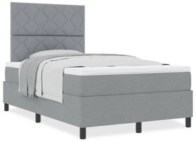 Cama Box Spring com Colchão Cinza Claro Cama Pequena de Tecido