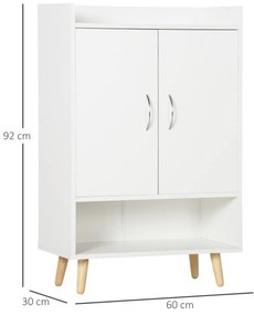 Móvel Sapateira de 2 Portas Moderno Móvel Auxiliar para 12 Pares de Sapatos com 4 Prateleiras para Entrada Sala de Estar Dormitório 60x30x92cm Branco