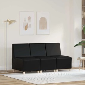 vidaXL Cadeiras de Sofá 3 pcs Preto 55 x 74 x 82 cm Couro sintético
