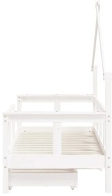Estrutura cama infantil c/ gavetas 70x140cm pinho maciço branco