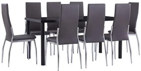vidaXL 9 pcs conjunto de jantar couro artificial cinzento