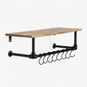 Cabide De Parede Com Prateleira Em Madeira De Manga E Aço Jensin Madeira De Manga - Sklum