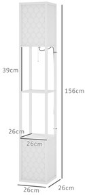 Candeeiro de Pé de Madeira com Estantes Lâmpada E27 Máx. 40W com Interruptor 26x26x156 cm Branco