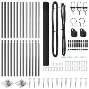 Conjunto de Postes de Cerca Conjunto de 2 Cinza Metal 25 x 1,5 m